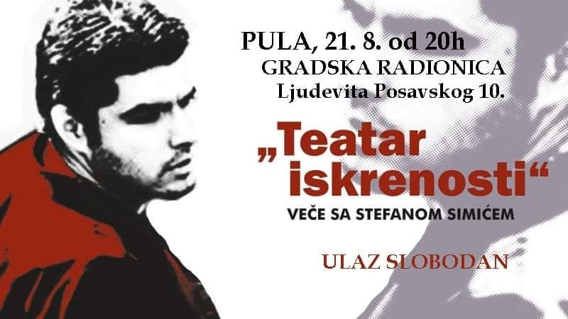 Pula: Stefan Simić večeras u Gradskoj radionici